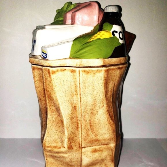 Vintage 1978 Large Ceramic Paper Grocery Bag Cookie Jar - Picture 3 of 13